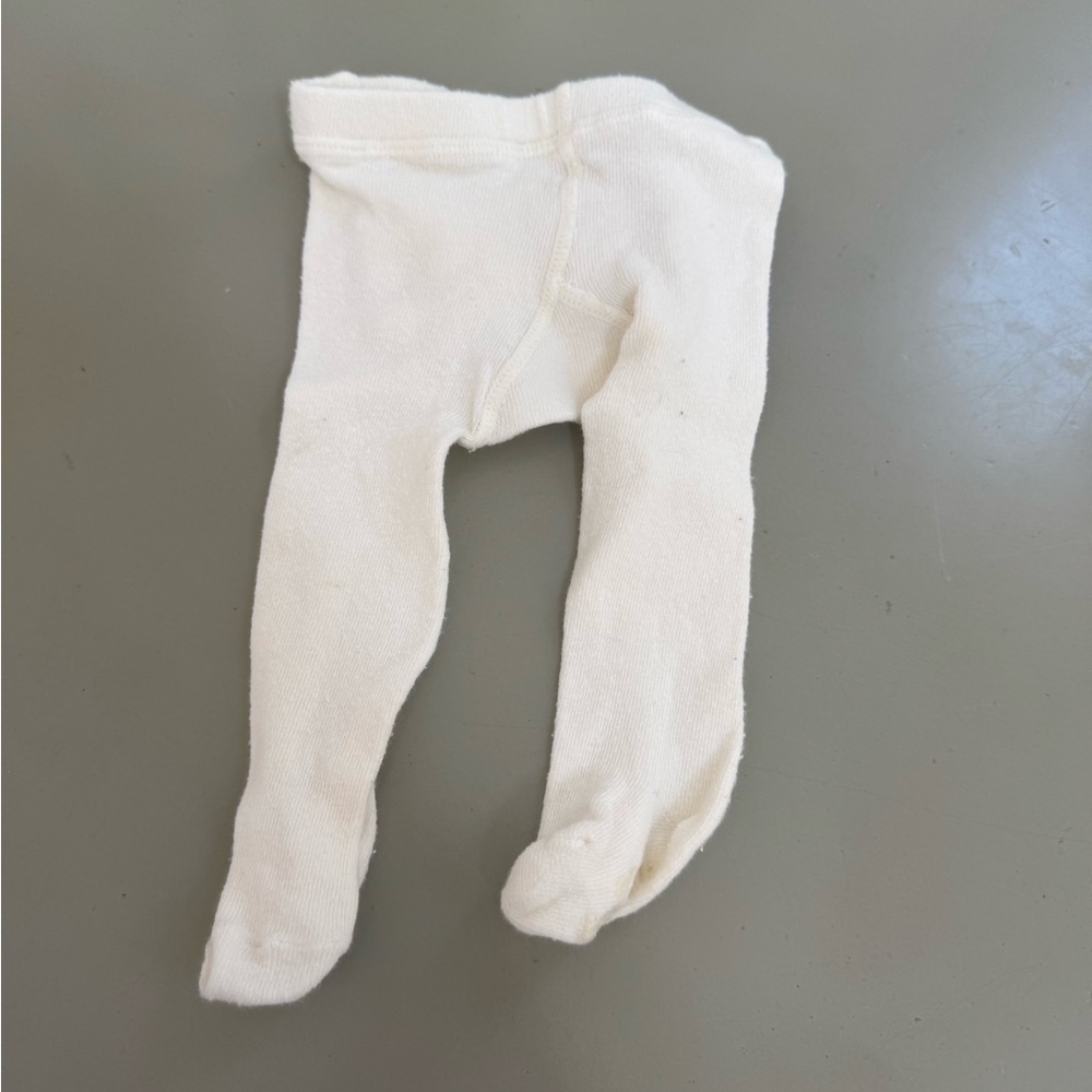 Cream Baby Tights With Ruffle Back